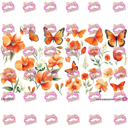 Flowers and Butterflies UV Glass Wrap