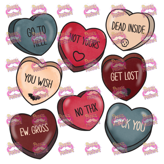 UnValentine Candy Hearts Damn Good Decal