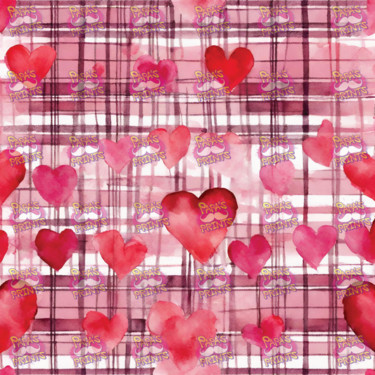 Pink Plaid Valentine Hearts Vinyl