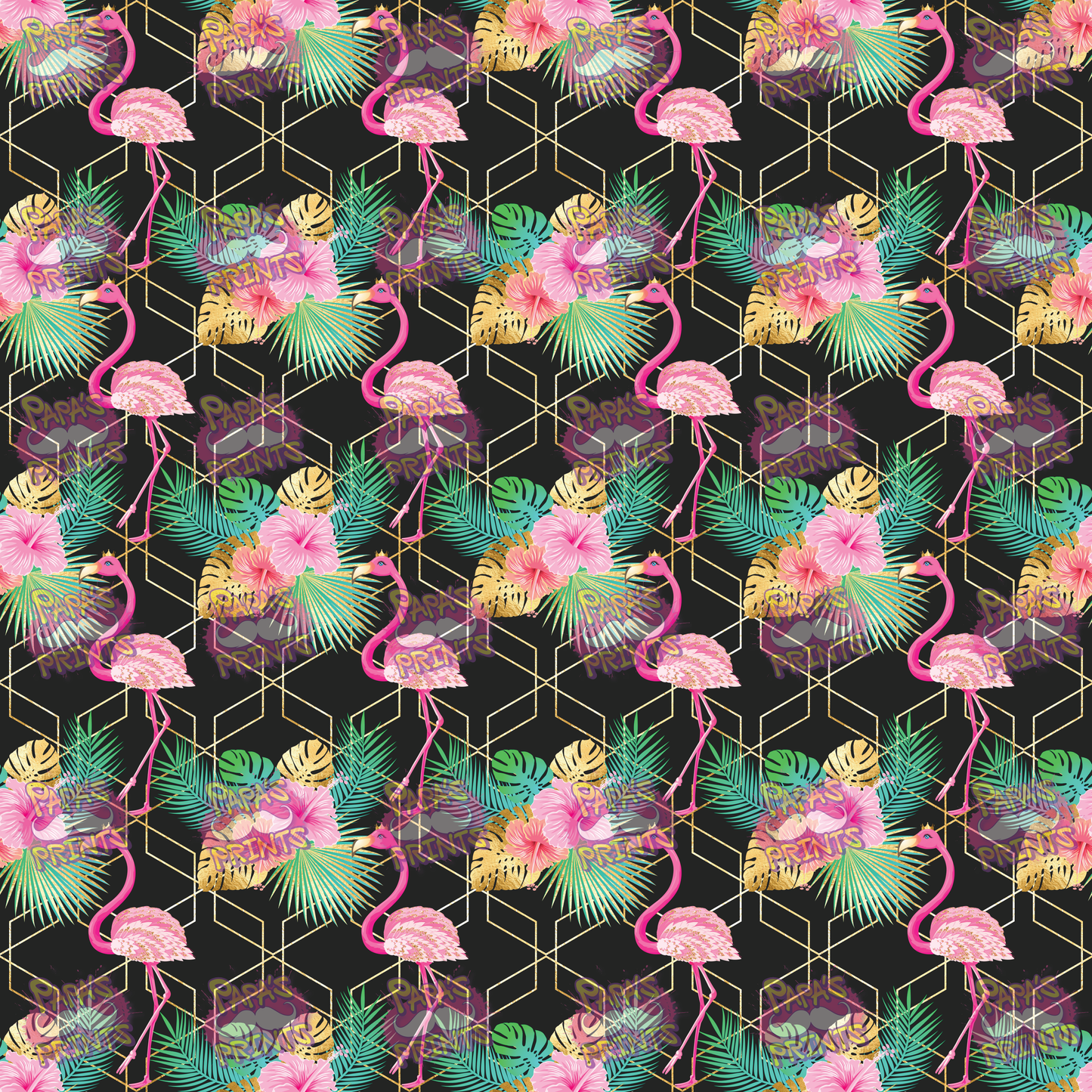 Dark Tropical Flamingos