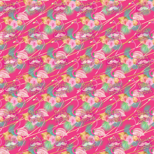 Pink and Gold Tropical Flamingos