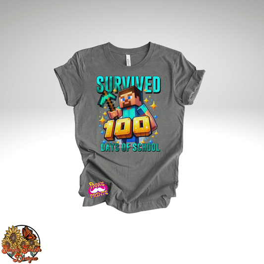 Survived 100 Days Minecraft T-Shirt