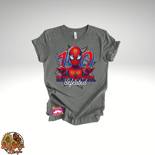 100 Days of School Defeated Spiderman T-Shirt