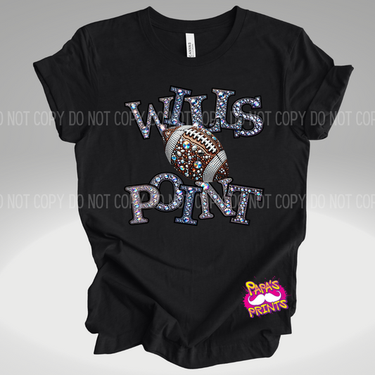 Wills Point Football Bling Tee
