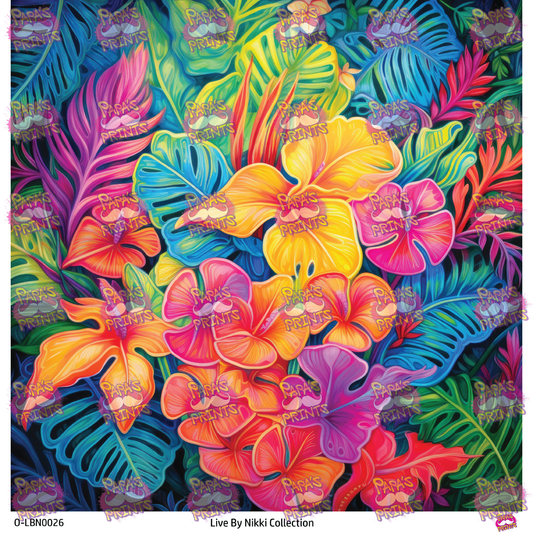 Bright Tropical Flowers Vinyl