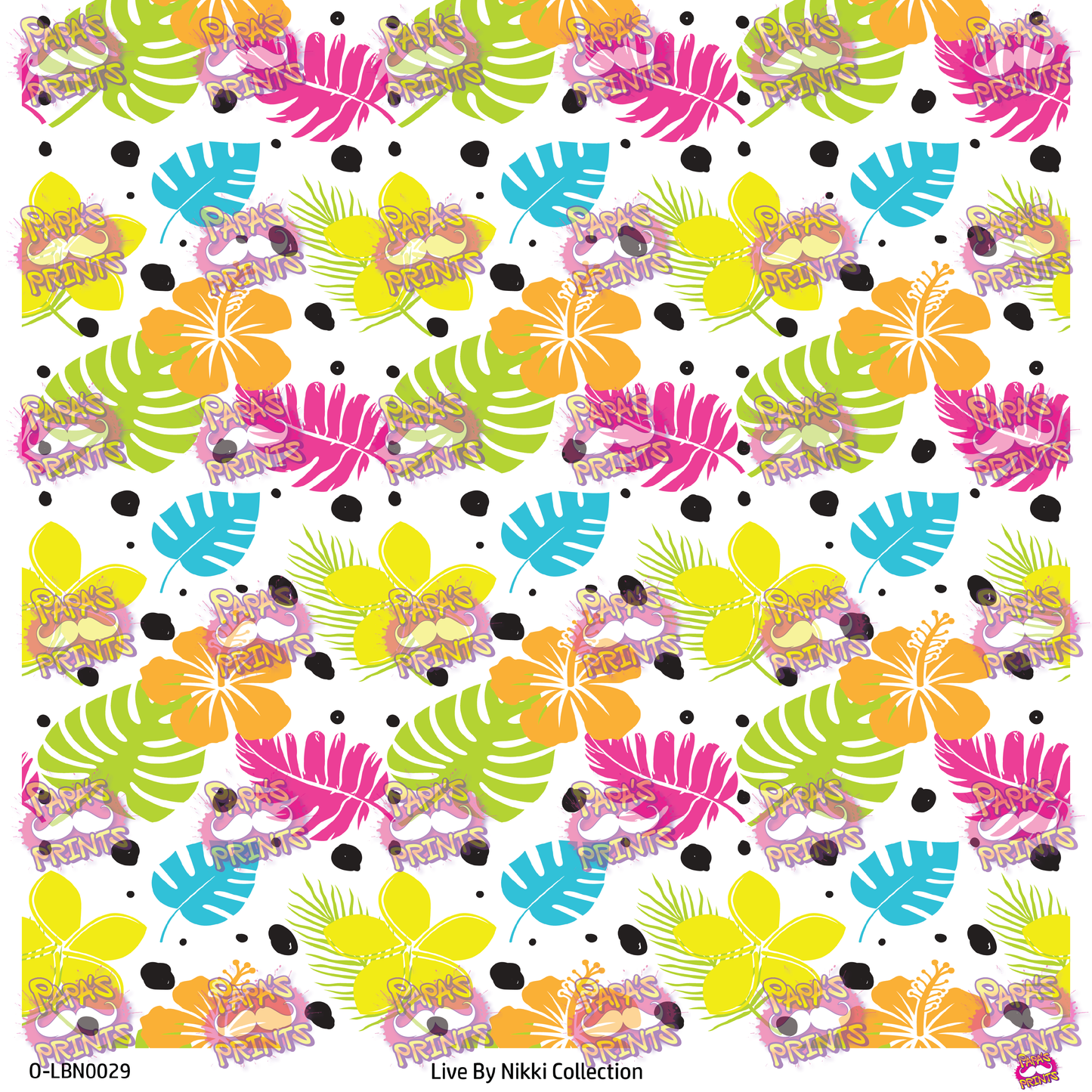 Bright Tropical Flowers and Spots Vinyl