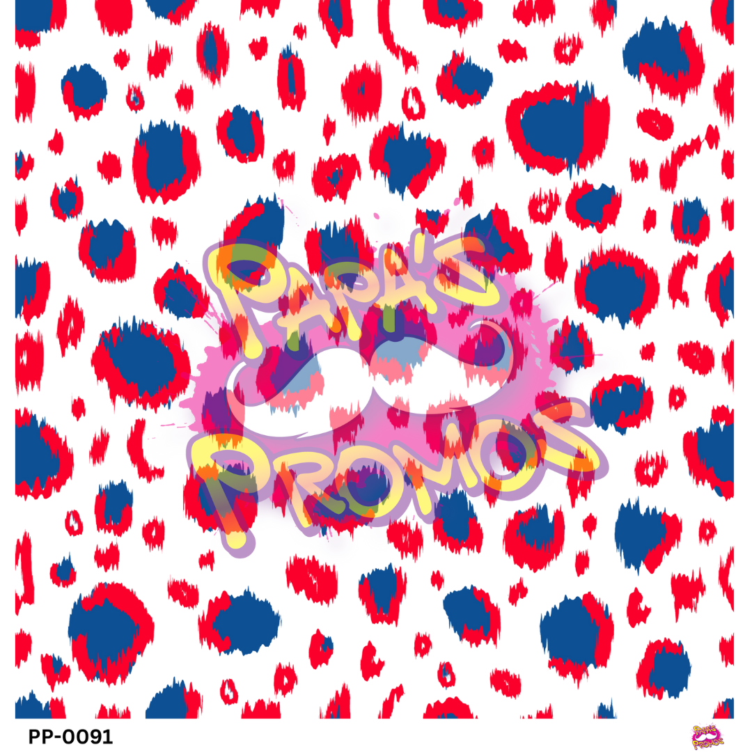 Red and Blue Leopard Transparent Vinyl