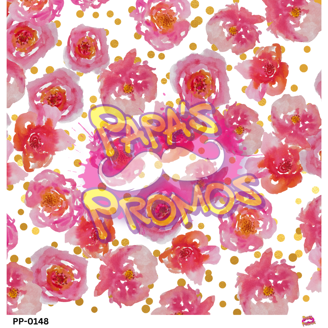 Pink Flowers-White Background Opaque Vinyl