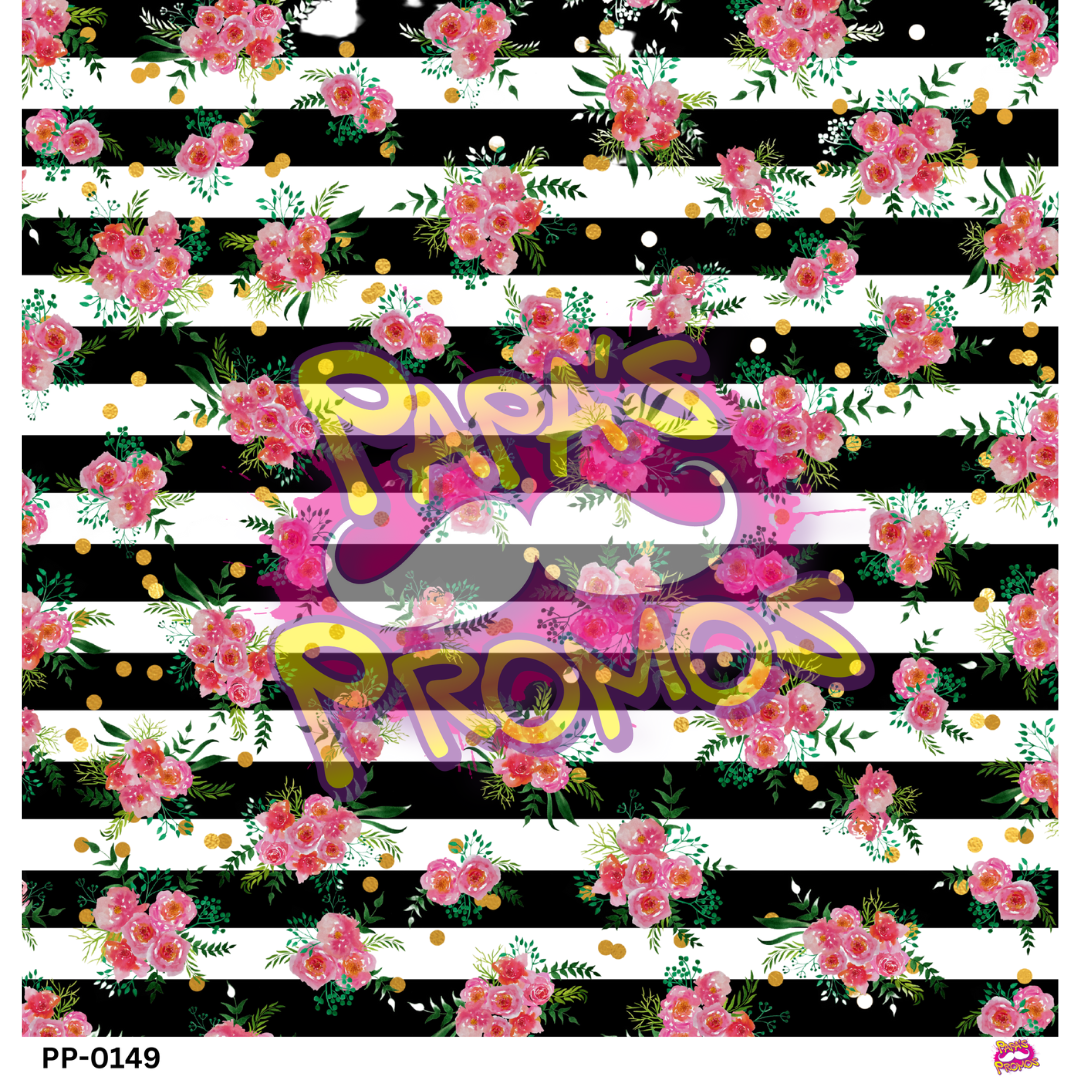 Flowers with Black Stripes Vinyl