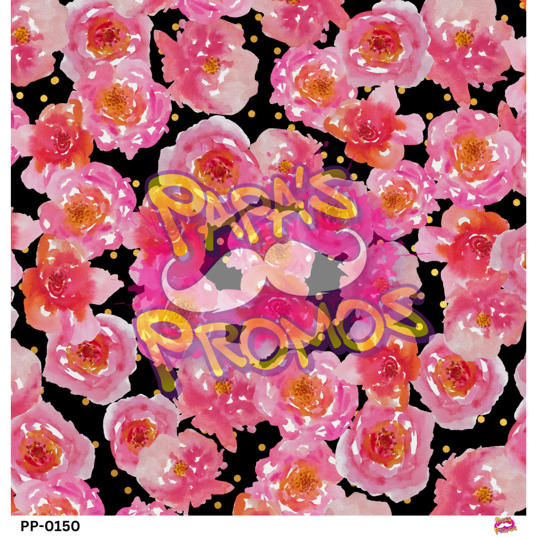 Pink Flower-Black Background Opaque Vinyl