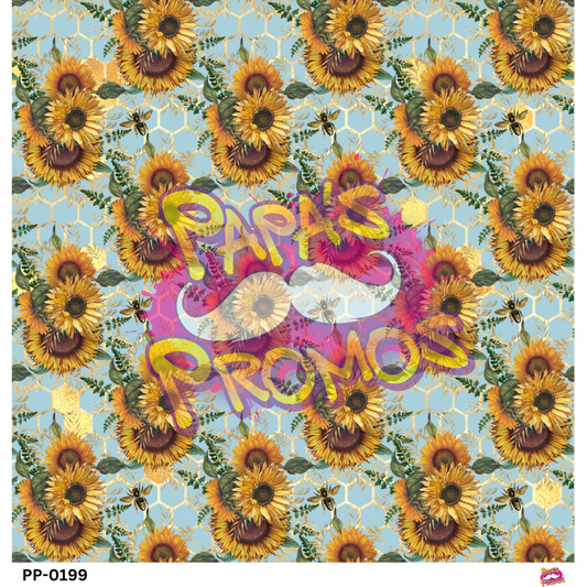 Sunflowers, Bees and Honeycomb Opaque Vinyl