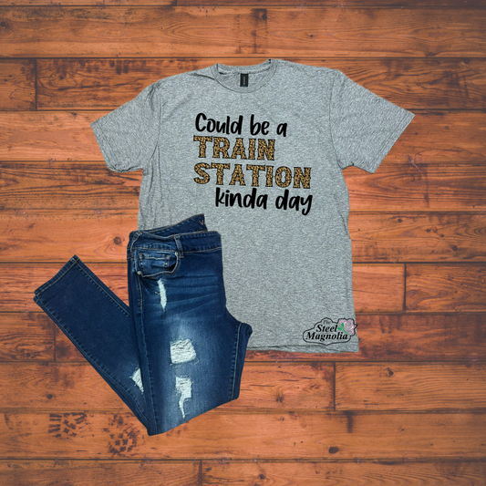 Train Station Leopard T-Shirt - Gray