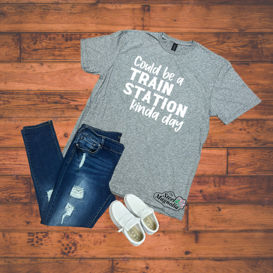 Train Station White T-Shirt - Gray